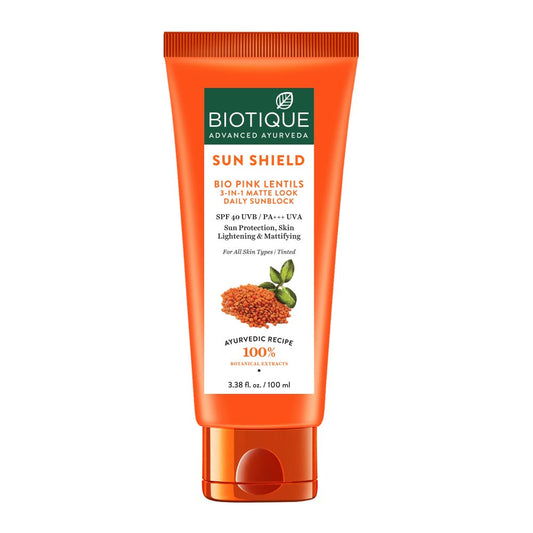 Sun shield pink lentils 3-in-1 matte look daily sunblock spf 40 uvb - 100ml