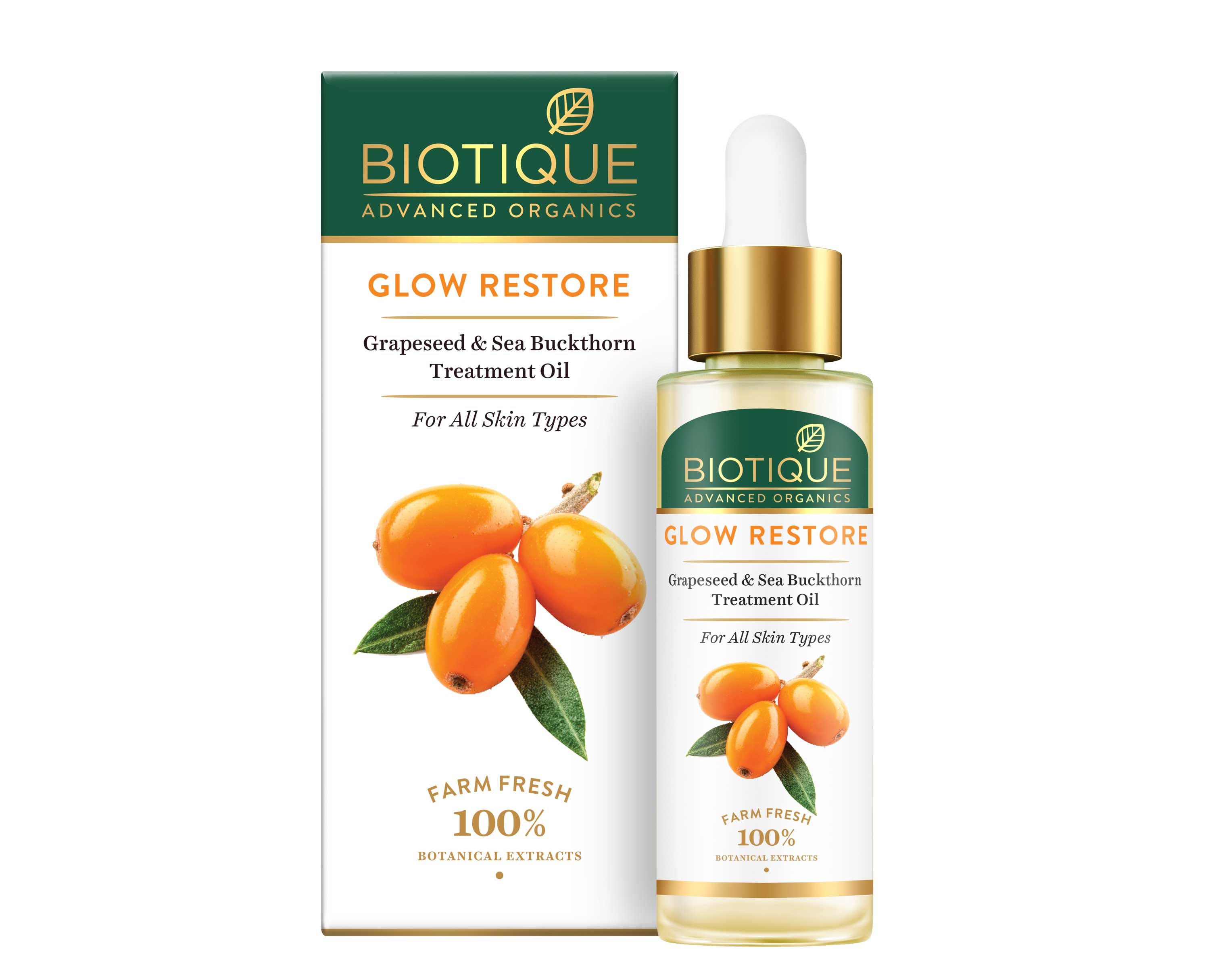 Glow restore grapeseed & sea buckthorn treatment oil 30ml