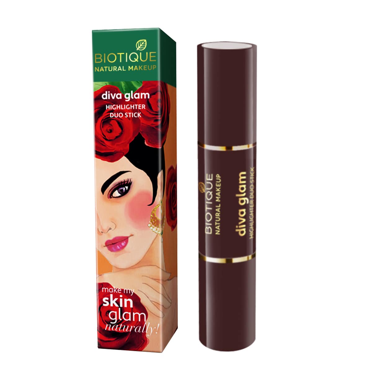 Biotique natural makeup diva glam highlighter duo stick, pop n perk, 4g