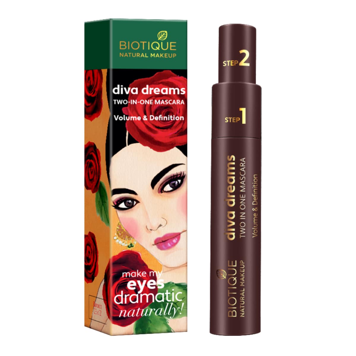 Biotique natural makeup diva dreams two in one mascara, 9ml