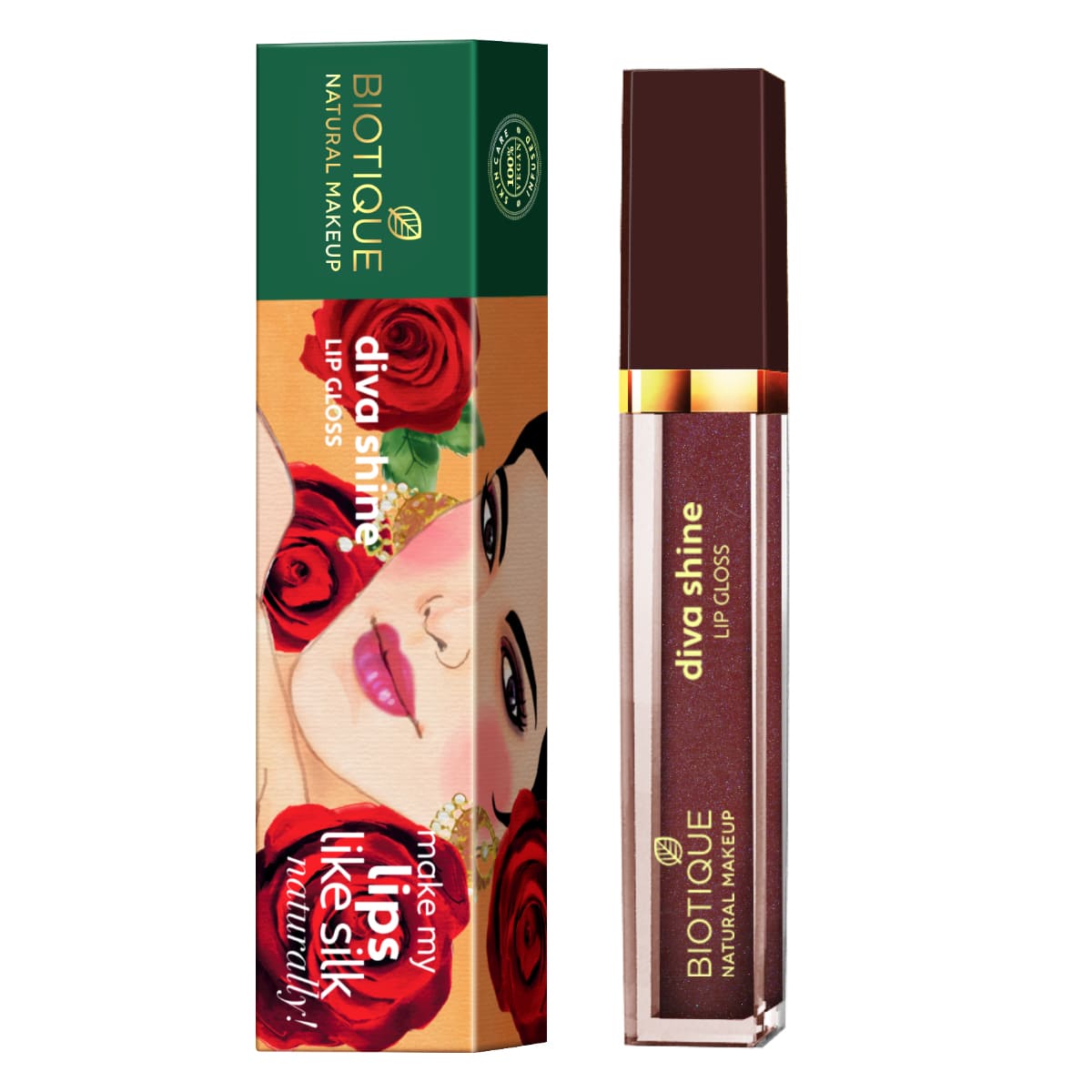 Biotique natural makeup diva shine lip gloss, sugar plum maroon