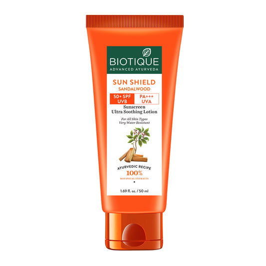 Sun shield sandalwood 50+spf suncreen lotion
