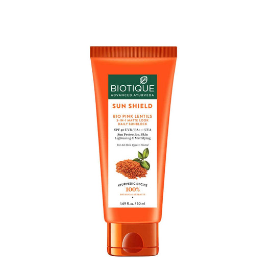 Sun shield pink lentils 3-in-1 matte look daily sunblock spf 40 uvb 50ml